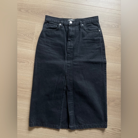 Mango Denim Midi Skirt SZ M in Blk - Picture 5 of 7